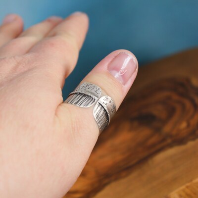 Wide Silver Ring, Sterling Silver Ring, Silver Hammered Ring - image5